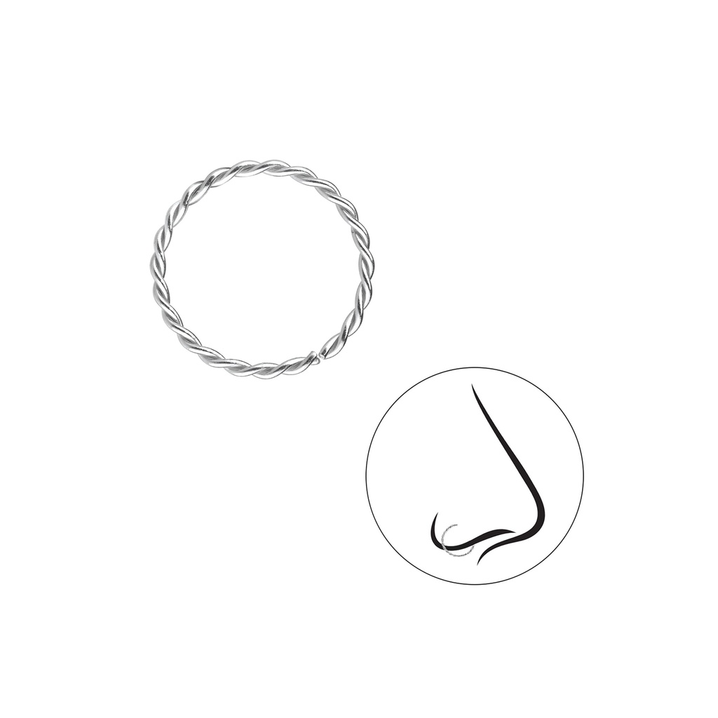 Twisted Nose Ring Silber