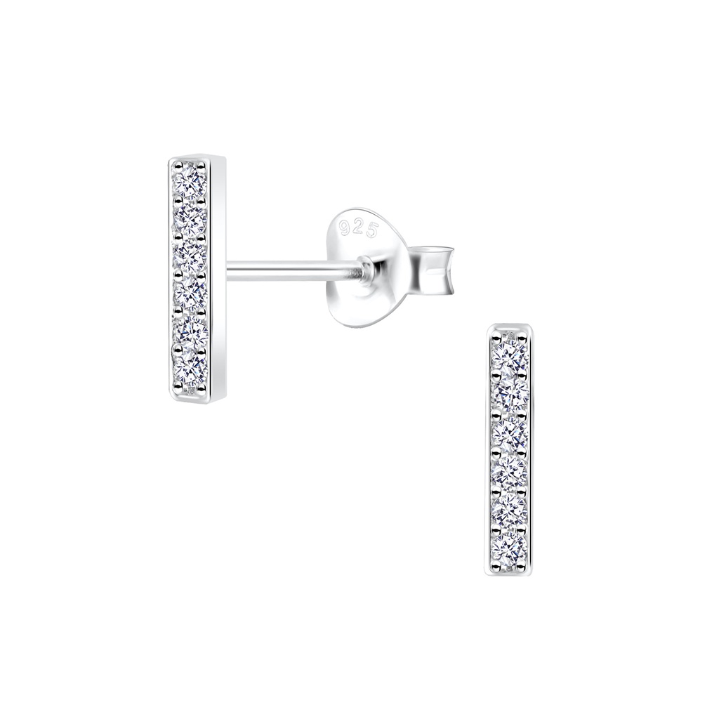 Zirconia Bar Ohrringe Silber