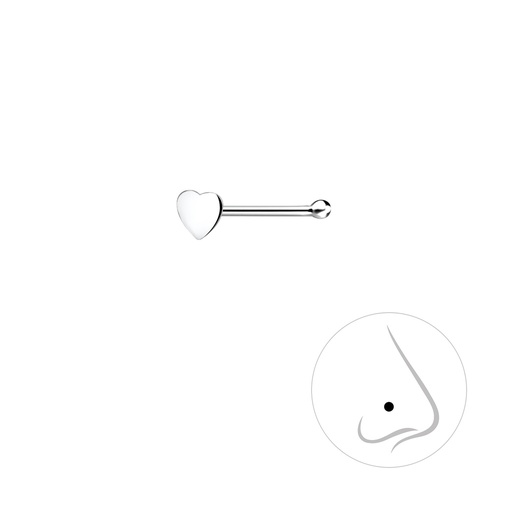 Heart Nose Stud Silber