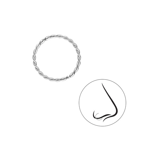 Twisted Nose Ring Silber